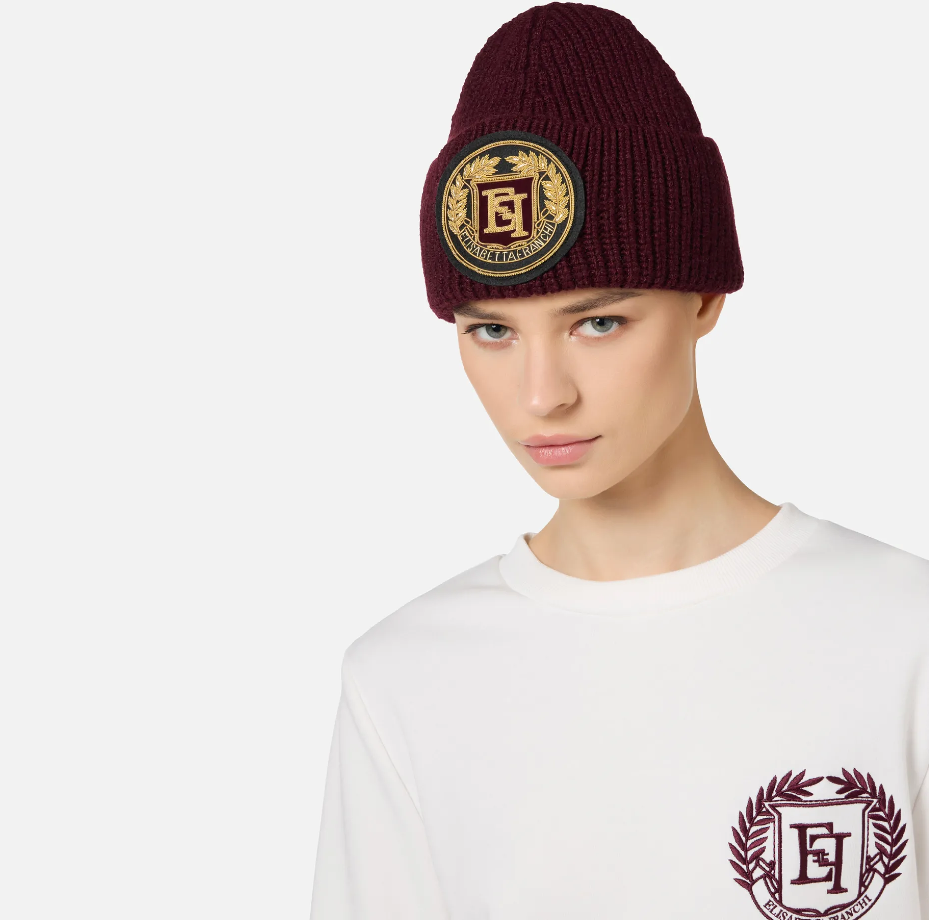 Elisabetta Franchi Hats | Wool beanie with logo patch