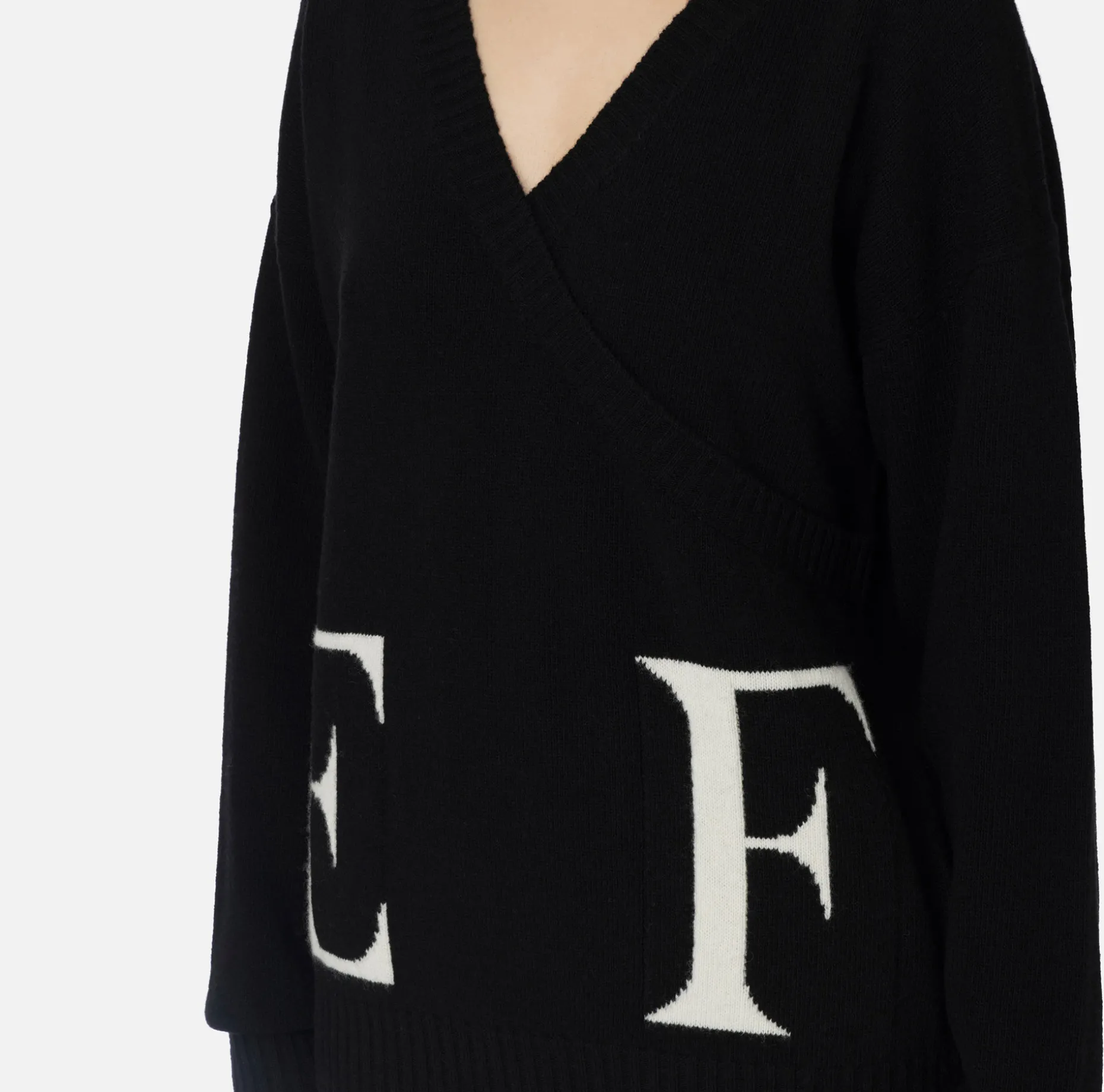 Elisabetta Franchi Knitwear And Sweatshirts | Wool blend crossover jumper with logo