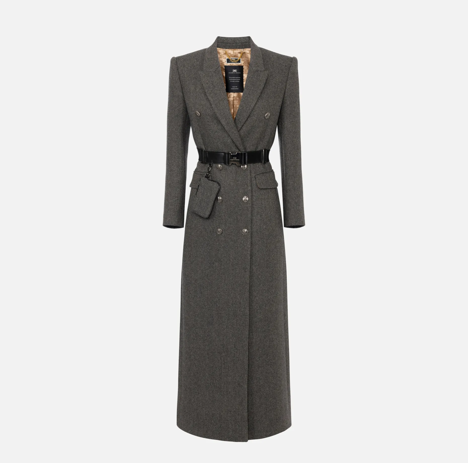 Elisabetta Franchi Coats And Jackets | Wool blend double-breasted coat with utility belt