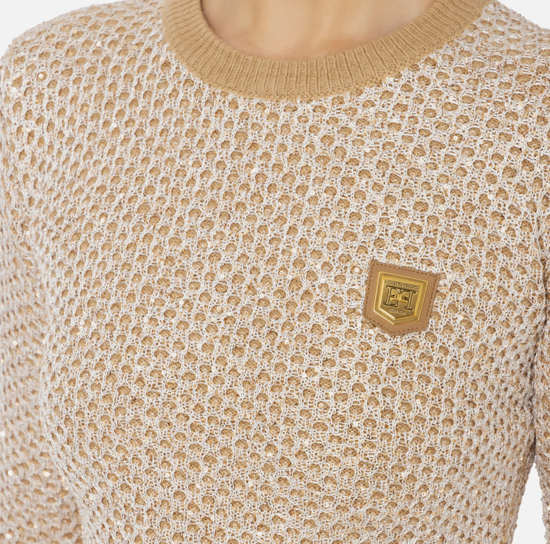 Elisabetta Franchi Knitwear And Sweatshirts | Wool cropped top with sequin thread