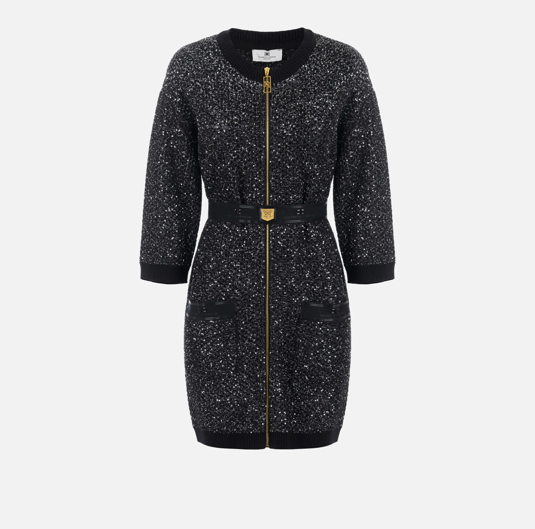 Elisabetta Franchi Mini Dresses | Knitted Dresses | Wool mini-dress with sequin thread