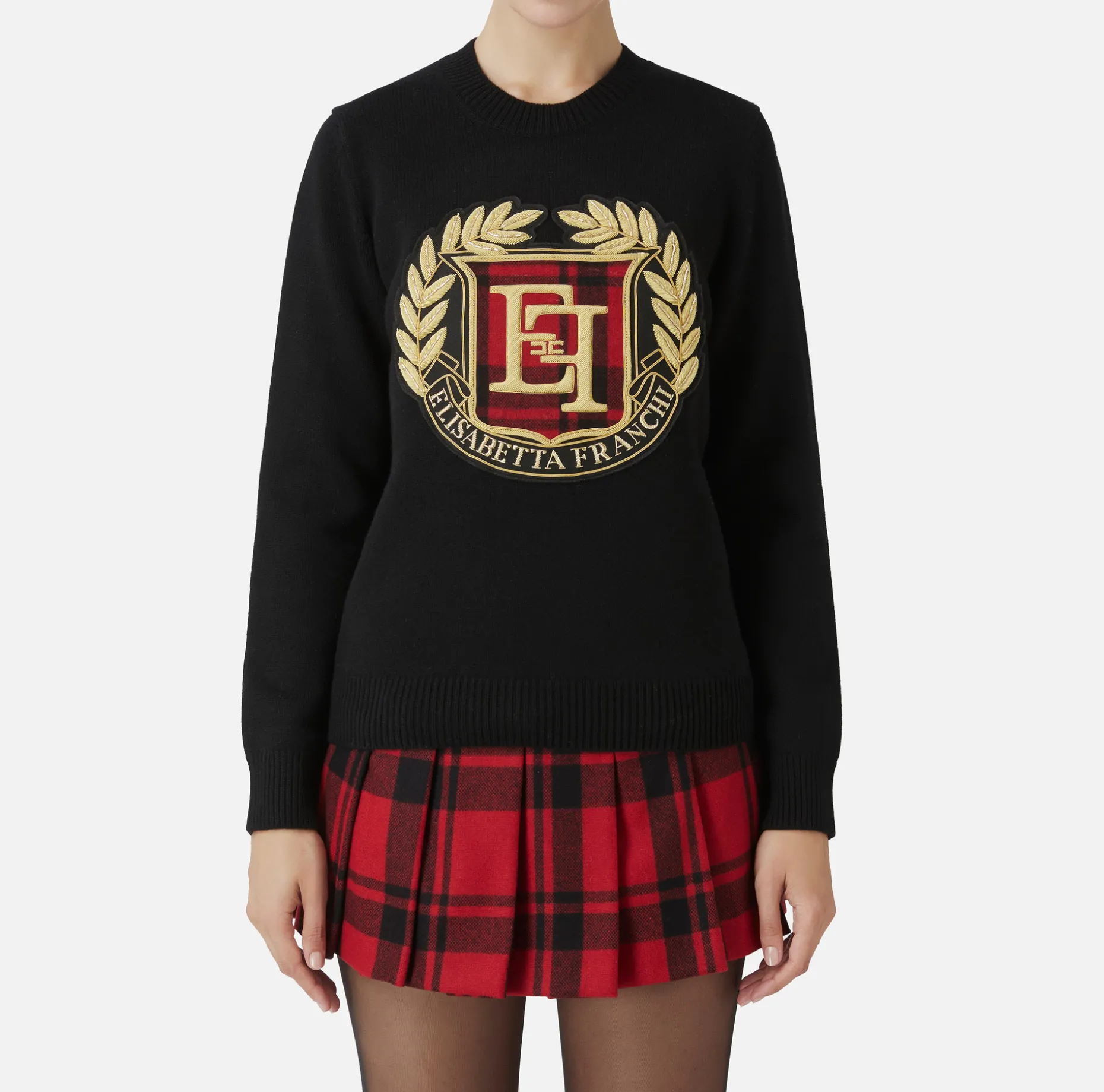 Elisabetta Franchi Knitwear And Sweatshirts | Wool pullover with maxi patch