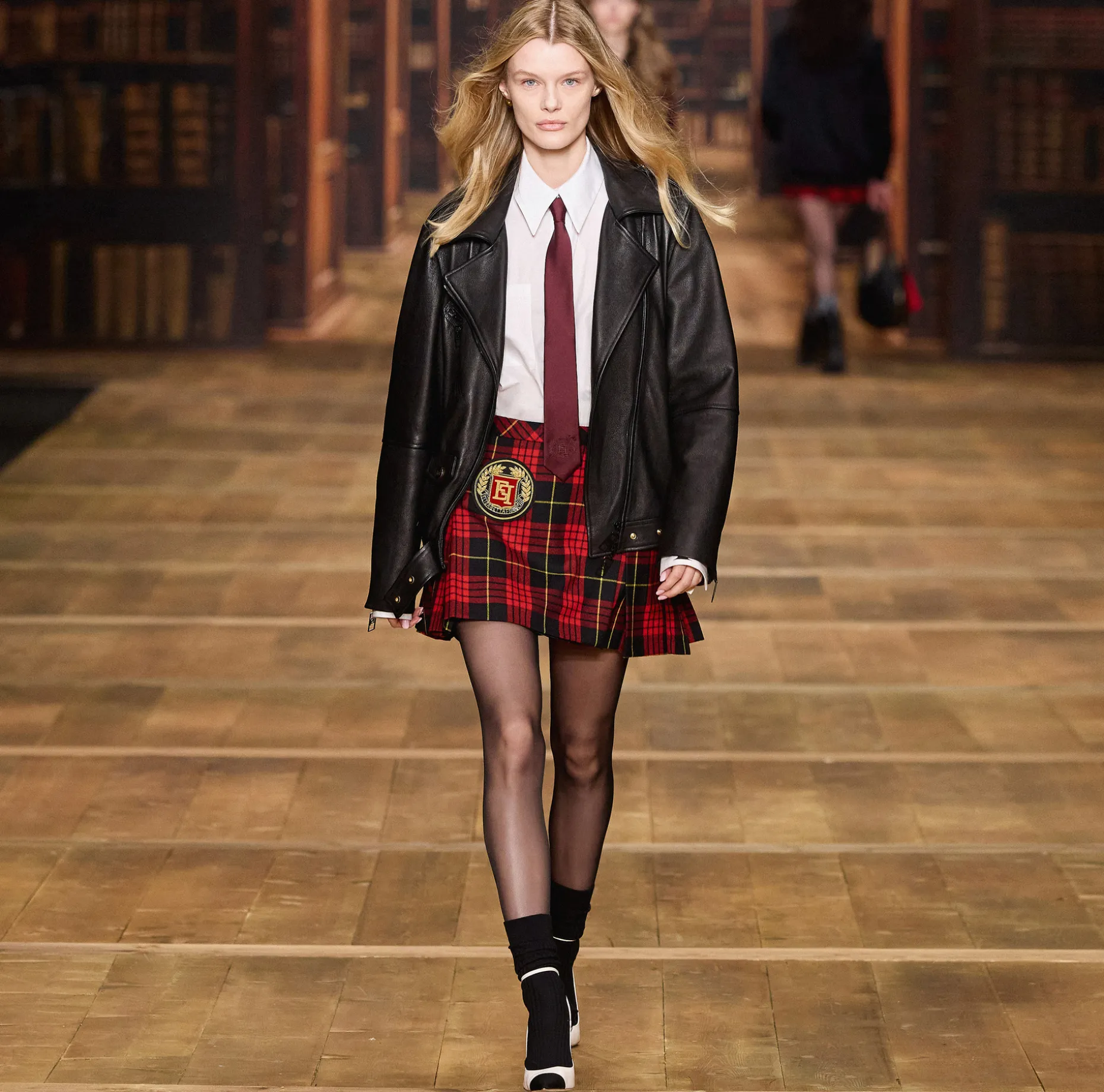 Elisabetta Franchi Skirts | Wool tartan pleated miniskirt with embroidered patch