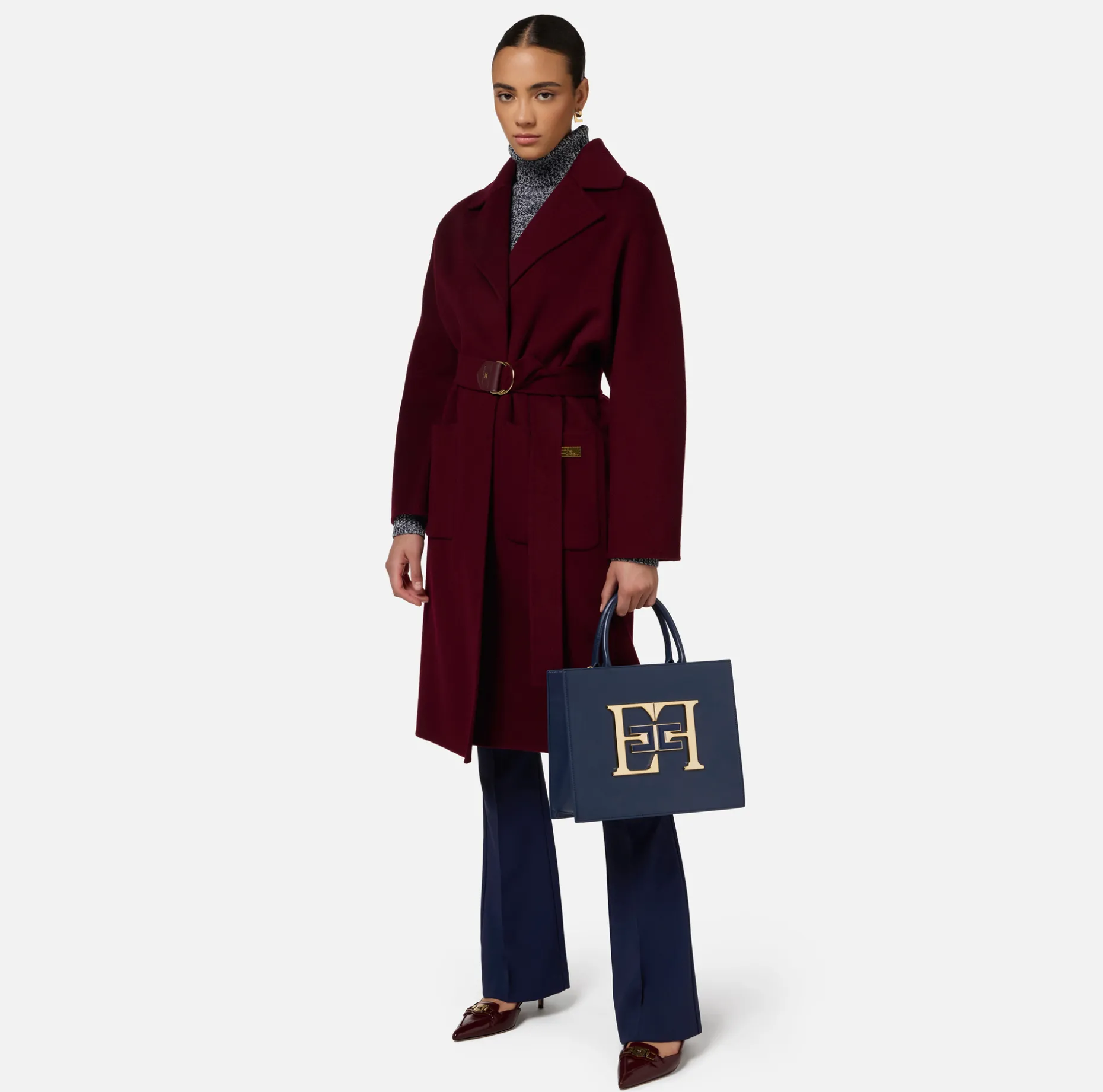 Elisabetta Franchi Coats And Jackets | Wool wrap coat